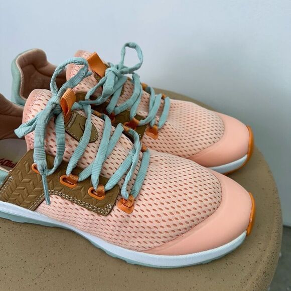 Olukai Sporty Wailuku Women’s Athletic Mesh Sneaker Orange Peach Swell Teal - Picture 6 of 13